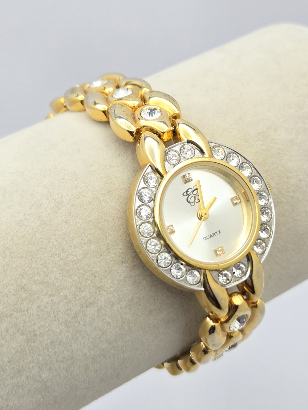 Vintage Elizabeth Taylor ET Gold Tone Rhinestone Bracelet Watch | Needs Battery